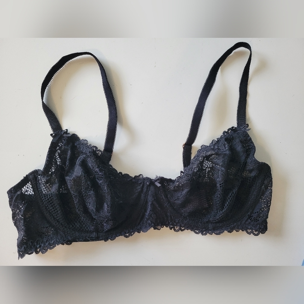 Savage X Fenty Black Lace Unlined Bra 34C